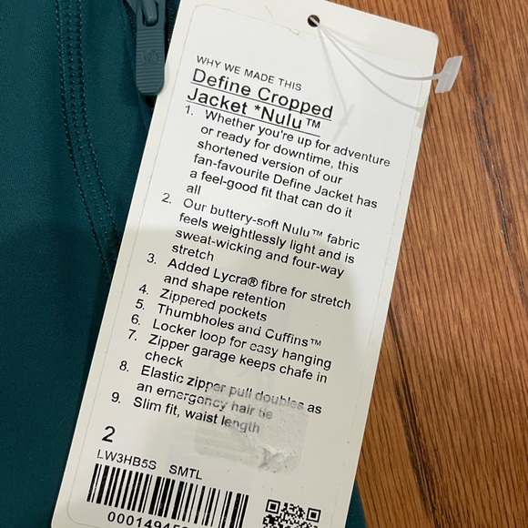 Lululemon Cropped Define Jacket *Nulu
Storm Teal size 2 W3HB5S - Picture 9 of 10